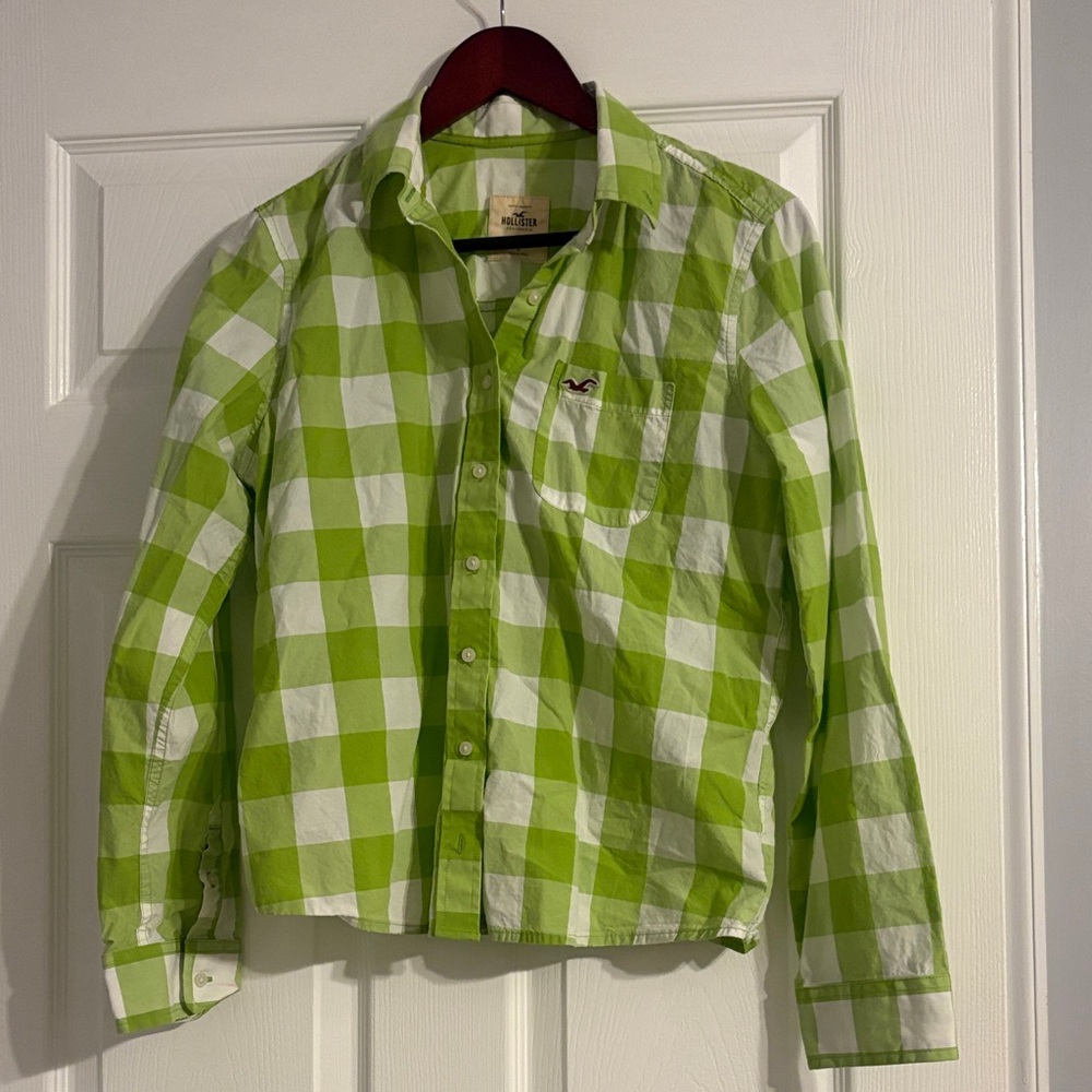 Green Checkered Button-Down Shirt